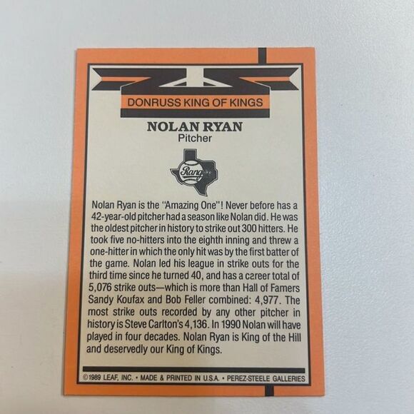 1990‎ Donruss king of kings Nolan Ryan card - Picture 3 of 4